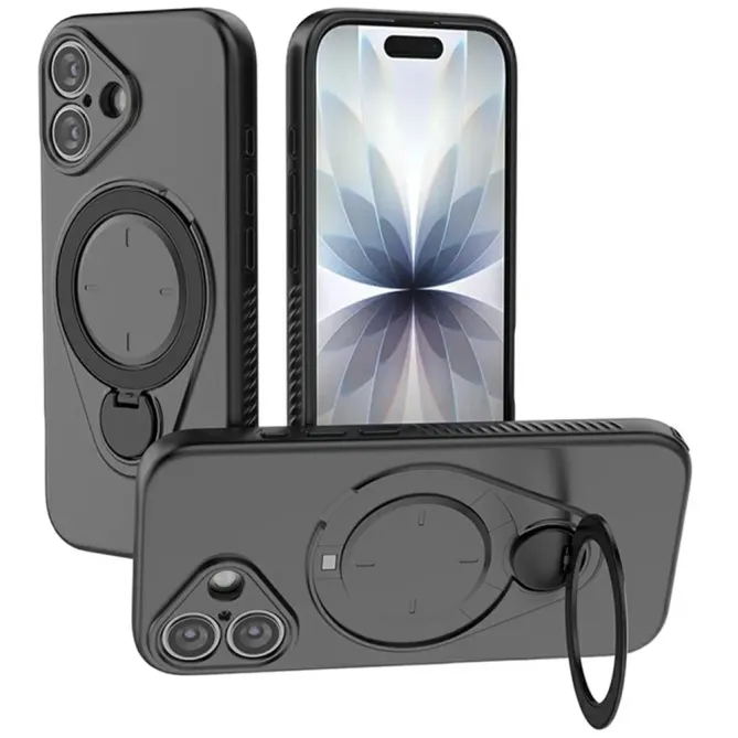 Coque iPhone 17 MagSafe Anneau Rotatif Support 360° Hybride