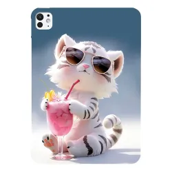 Coque iPad Pro 13 (2025) / 13 (2024) Chat Cocktail Été