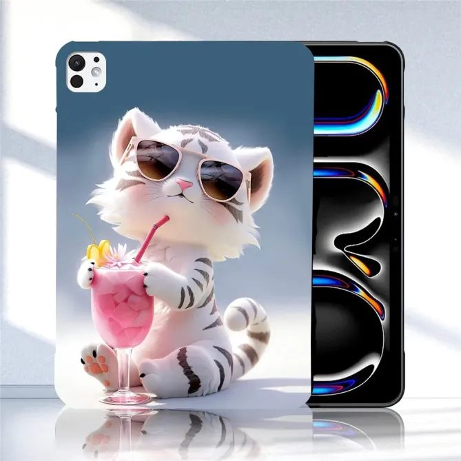 Coque iPad Pro 13 (2025) / 13 (2024) Chat Cocktail Été