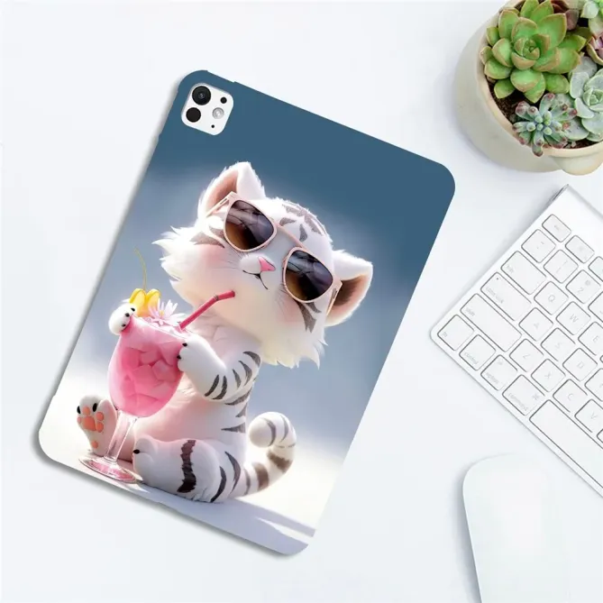 Coque iPad Pro 13 (2025) / 13 (2024) Chat Cocktail Été