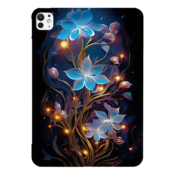 Coque iPad Pro 13 (2025) / 13 (2024) Fleur Bleue Nocturne