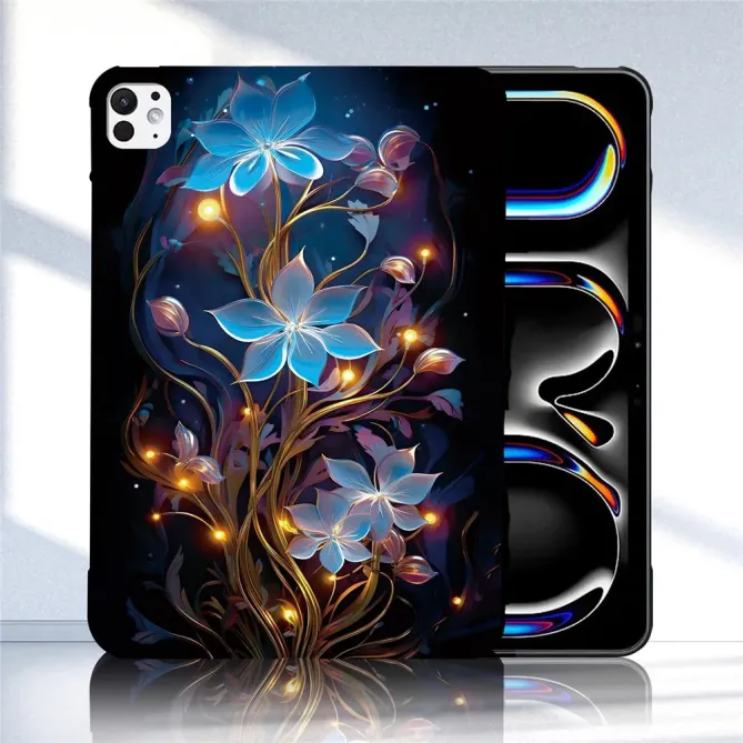 Coque iPad Pro 13 (2025) / 13 (2024) Fleur Bleue Nocturne