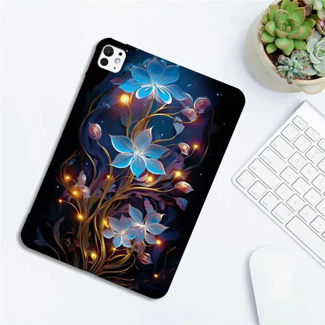 Coque iPad Pro 13 (2025) / 13 (2024) Fleur Bleue Nocturne