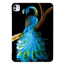Coque iPad Pro 13 (2025) / 13 (2024) Paon Bleu Majestueux