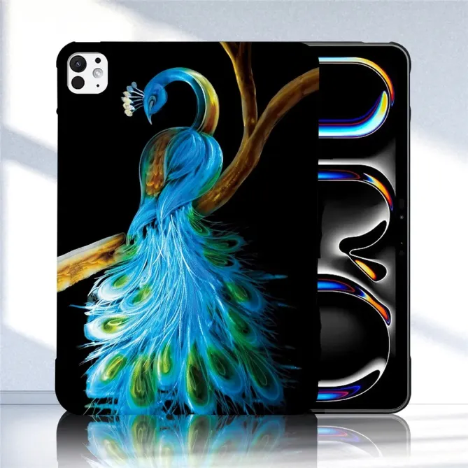 Coque iPad Pro 13 (2025) / 13 (2024) Paon Bleu Majestueux