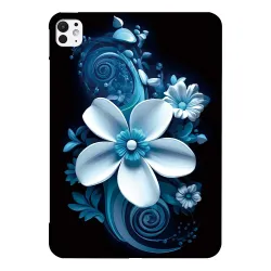Coque iPad Pro 13 (2025) / 13 (2024) Fleur Bleue Artistique