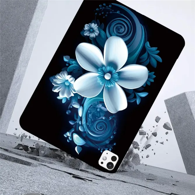 Coque iPad Pro 13 (2025) / 13 (2024) Fleur Bleue Artistique