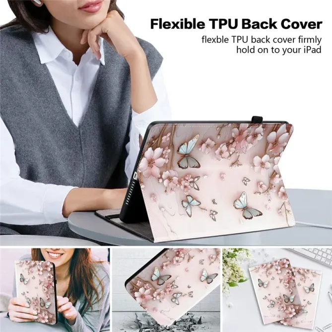 Housse iPad Pro 13 (2025) / (2024) Porte-cartes Papillons Roses