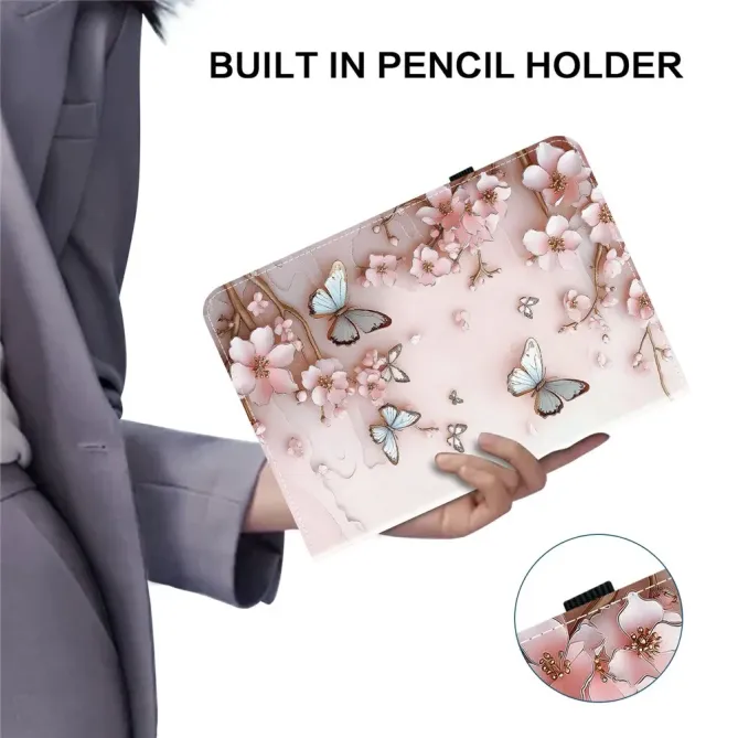 Housse iPad Pro 13 (2025) / (2024) Porte-cartes Papillons Roses
