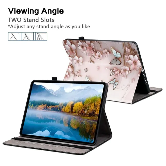 Housse iPad Pro 13 (2025) / (2024) Porte-cartes Papillons Roses