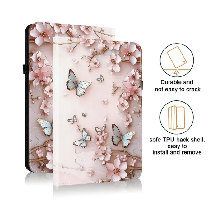 Housse iPad Pro 13 (2025) / (2024) Porte-cartes Papillons Roses