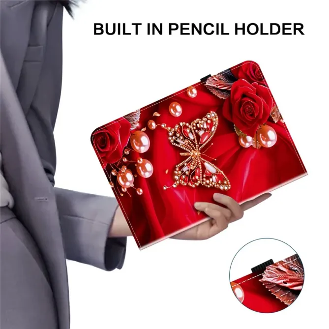 Housse iPad Pro 13 (2025) / (2024) Roses Rouges et Papillon Bijou Port