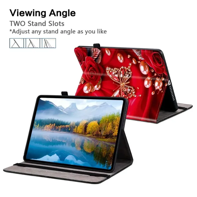 Housse iPad Pro 13 (2025) / (2024) Roses Rouges et Papillon Bijou Port