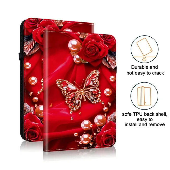 Housse iPad Pro 13 (2025) / (2024) Roses Rouges et Papillon Bijou Port