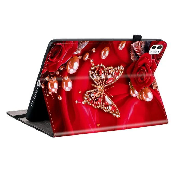 Housse iPad Pro 13 (2025) / (2024) Roses Rouges et Papillon Bijou Port