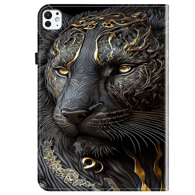 Housse iPad Pro 13 (2025) / (2024) Félin Noir et Or Porte-cartes