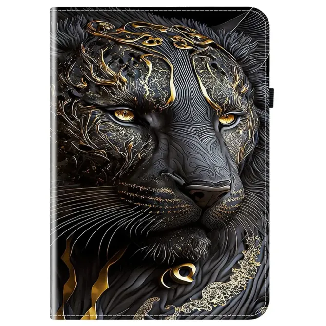 Housse iPad Pro 13 (2025) / (2024) Félin Noir et Or Porte-cartes