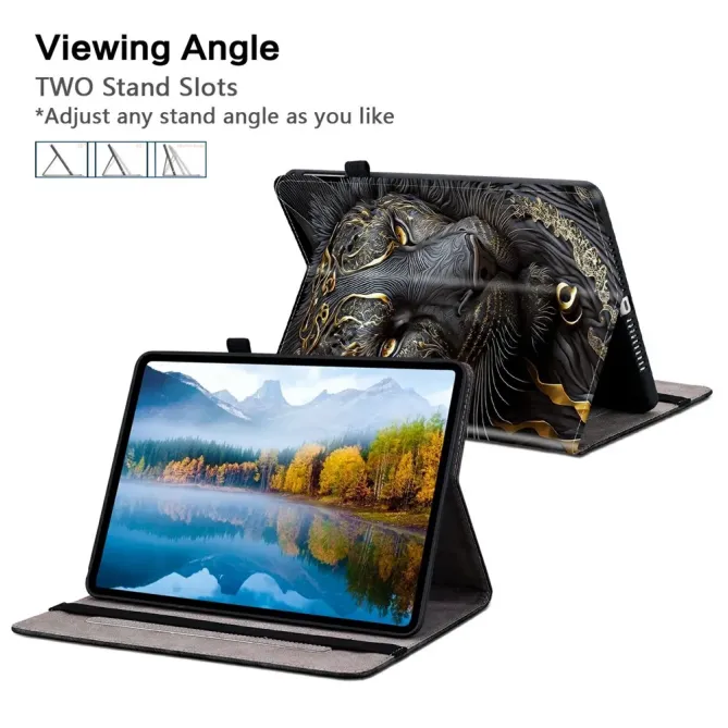 Housse iPad Pro 13 (2025) / (2024) Félin Noir et Or Porte-cartes