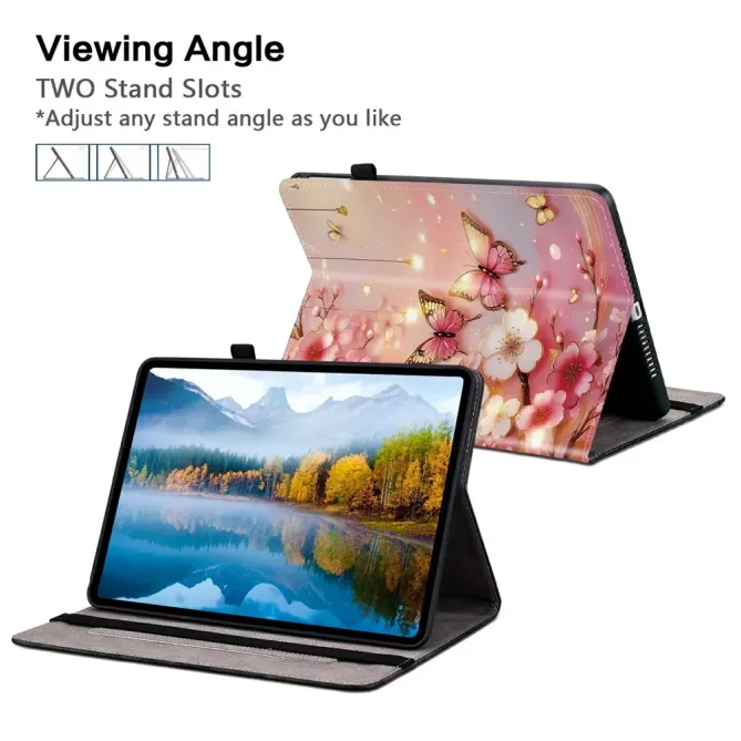 Housse iPad Pro 13 (2025) / (2024) Fleurs de Cerisier et Papillons Lum