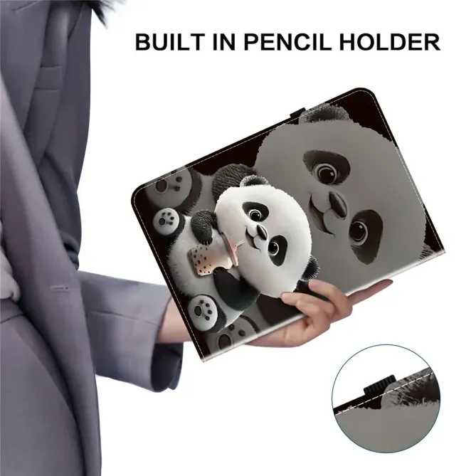 Housse iPad Pro 13 (2025) / (2024) Panda Bubble Tea Kawaii Porte-carte
