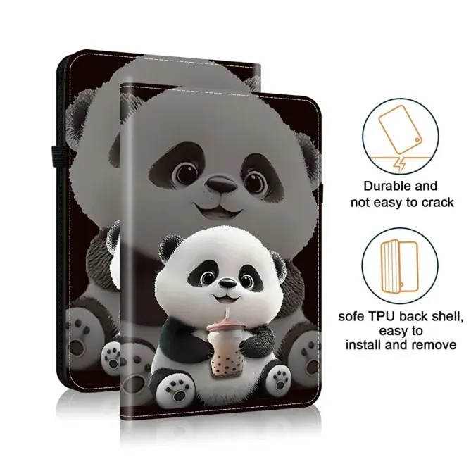 Housse iPad Pro 13 (2025) / (2024) Panda Bubble Tea Kawaii Porte-carte