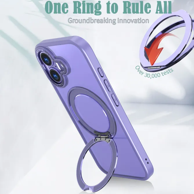 Coque iPhone 17 MagSafe Support Rotatif Toucher Doux Antichoc Lilas