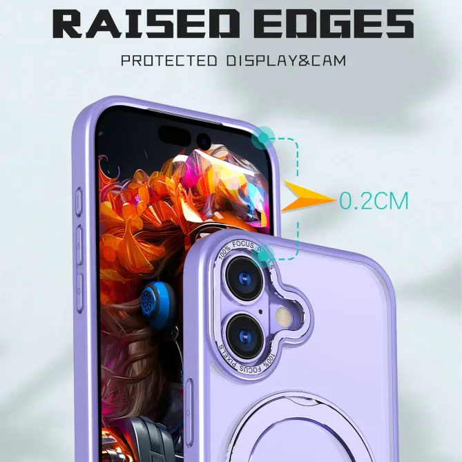 Coque iPhone 17 MagSafe Support Rotatif Toucher Doux Antichoc Lilas
