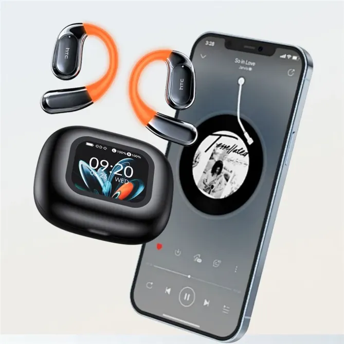 Écouteurs OWS HTC Traduction IA Bluetooth 6.0 Écran Tactile IP55 Sport