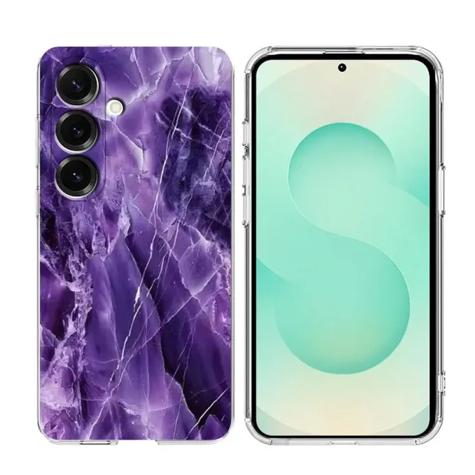 Coque Samsung Galaxy A57 Silicone Souple Motif Marbre Violet Améthyste
