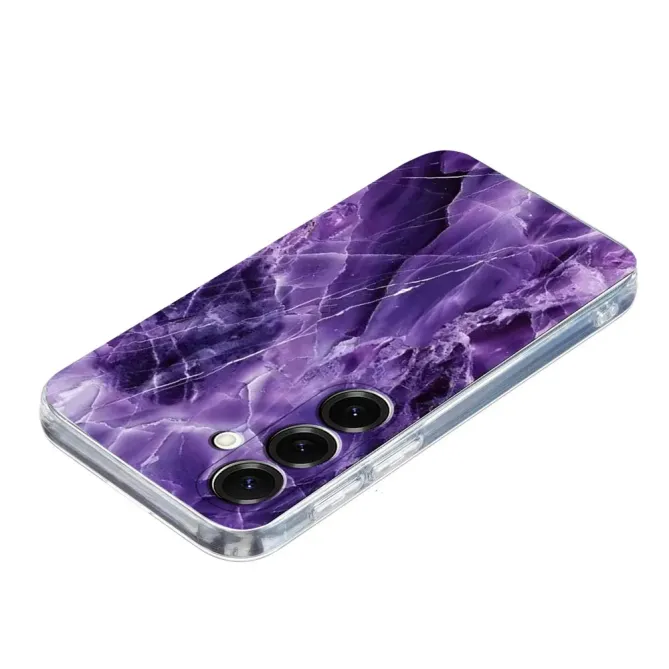 Coque Samsung Galaxy A57 Silicone Souple Motif Marbre Violet Améthyste