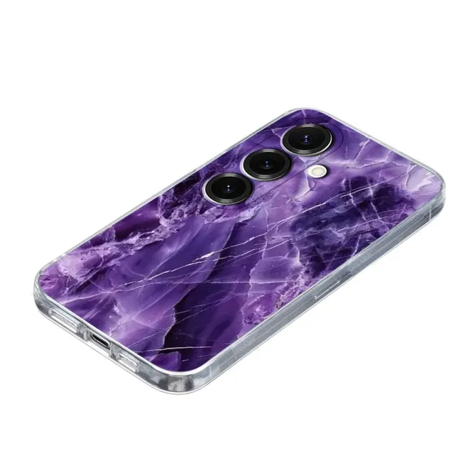 Coque Samsung Galaxy A57 Silicone Souple Motif Marbre Violet Améthyste