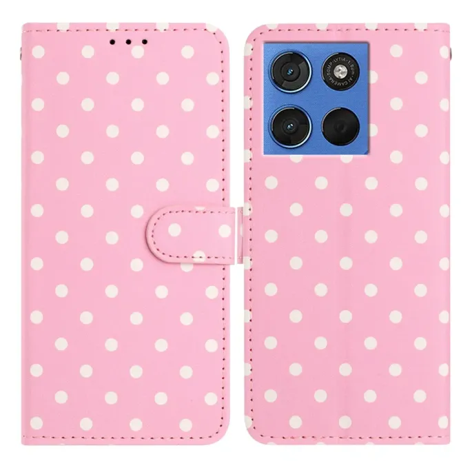 Housse Motorola Edge 70 à pois avec porte-cartes