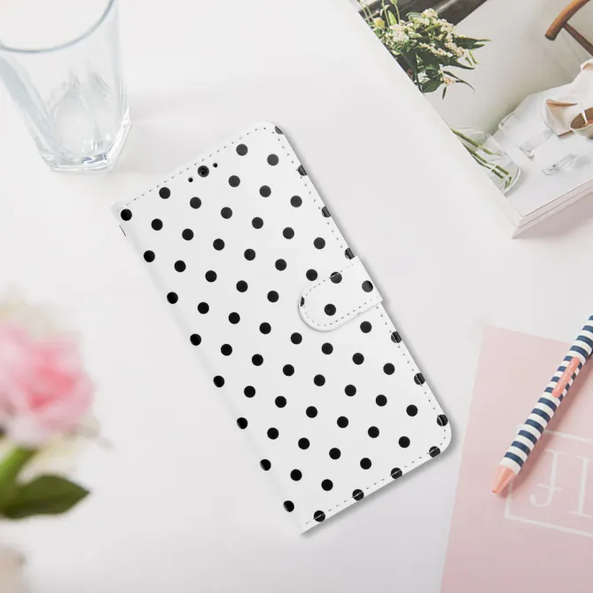 Housse Motorola Edge 70 à pois avec porte-cartes