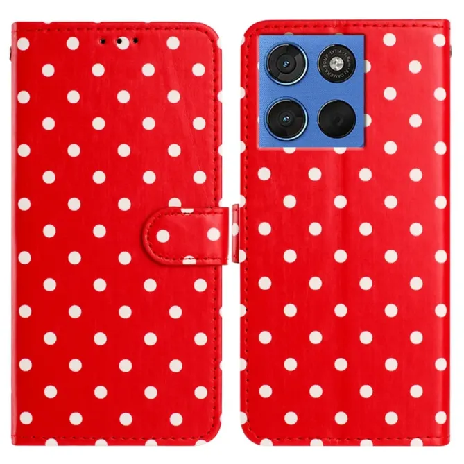 Housse Motorola Edge 70 à pois avec porte-cartes