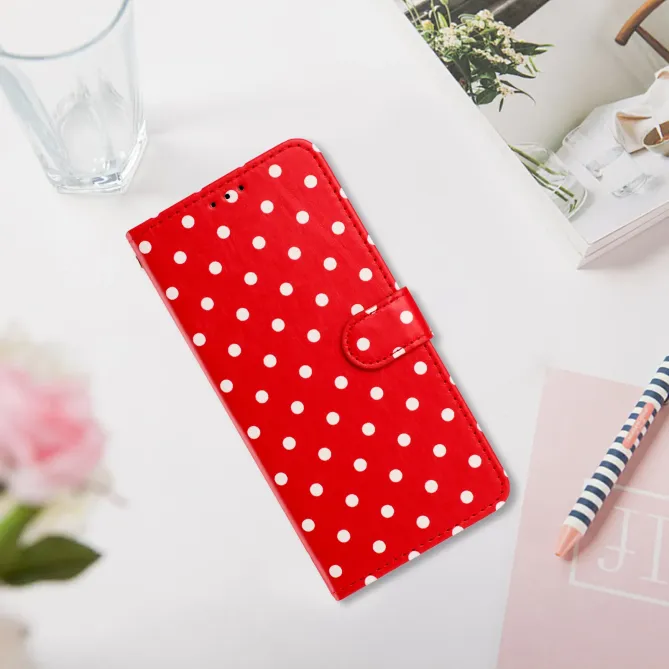 Housse Motorola Edge 70 à pois avec porte-cartes