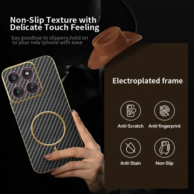 Coque Motorola Edge 70 Texture Carbone MagSafe