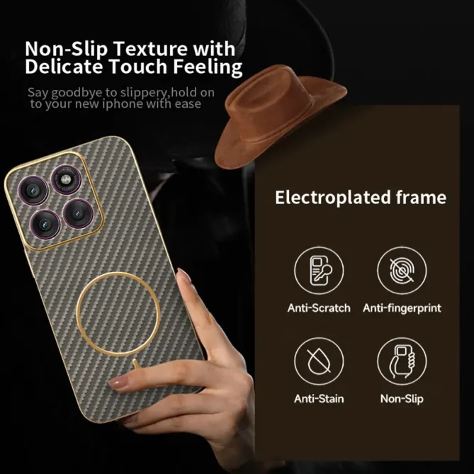 Coque Motorola Edge 70 Texture Carbone MagSafe