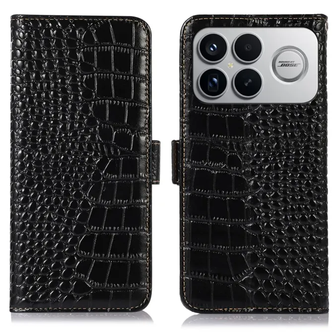 Housse POCO F8 Ultra cuir véritable aspect croco