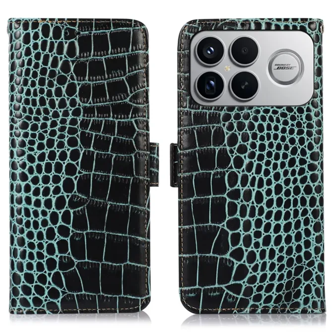 Housse POCO F8 Ultra cuir véritable aspect croco