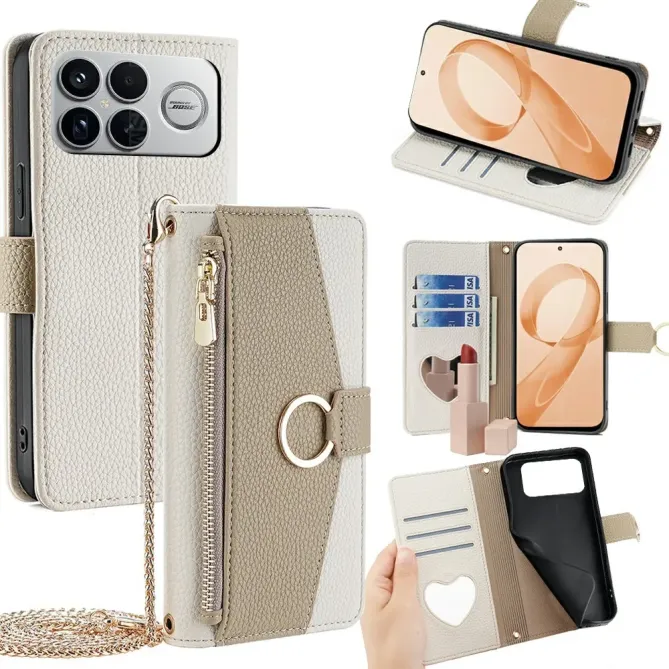 Housse POCO F8 Ultra luxury portefeuille avec chaîne
