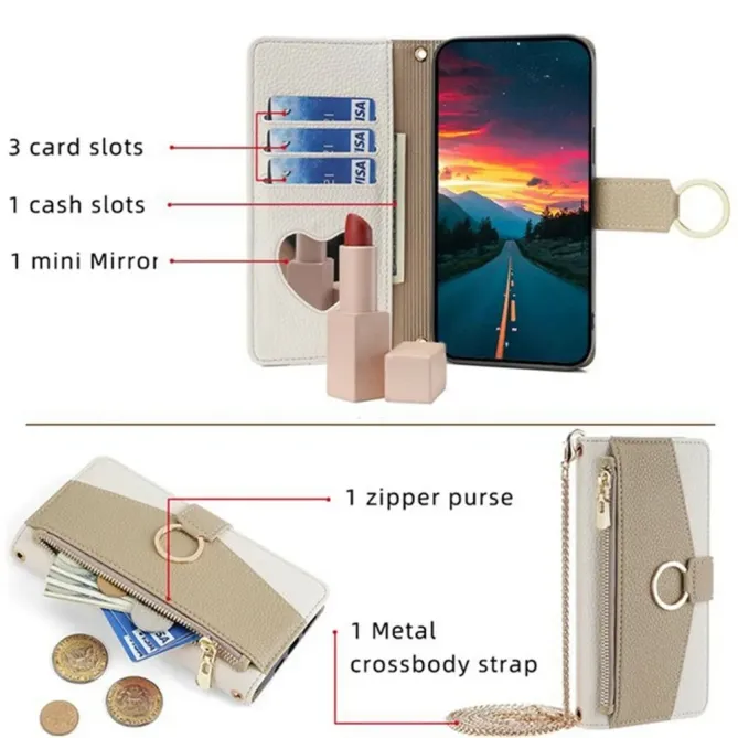 Housse POCO F8 Ultra luxury portefeuille avec chaîne