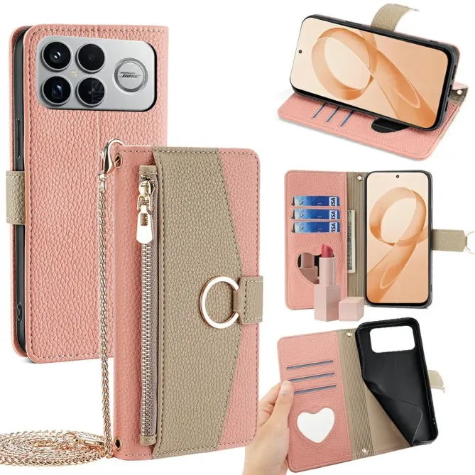 Housse POCO F8 Ultra luxury portefeuille avec chaîne