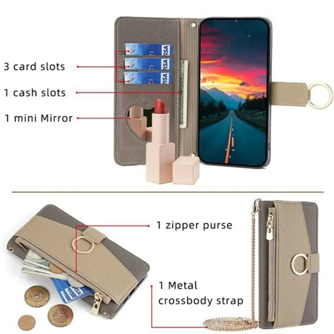 Housse POCO F8 Ultra luxury portefeuille avec chaîne