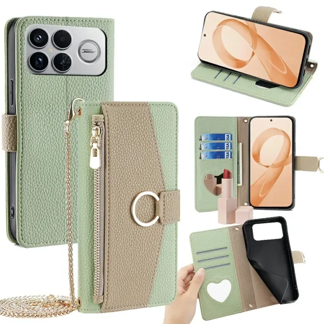 Housse POCO F8 Ultra luxury portefeuille avec chaîne