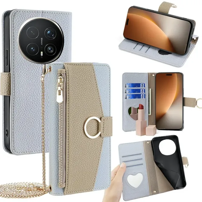 Housse Honor Magic 8 Pro luxury portefeuille avec chaîne