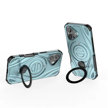 Coque iPhone 16 MagSafe armure rotative | VANGUARD Cyan - photo 6