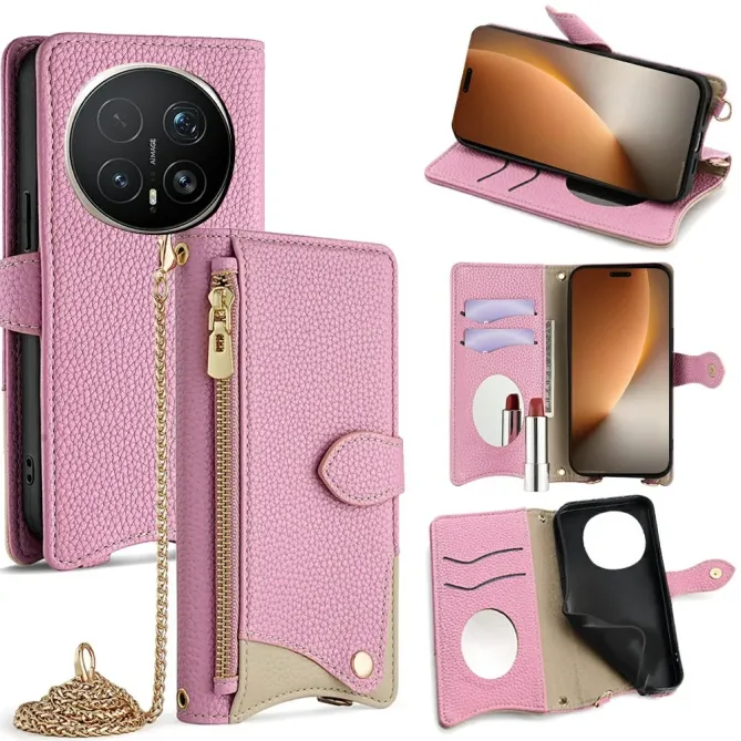 Housse Honor Magic 8 Pro avec Miroir et Bandoulière Chaîne Zippée