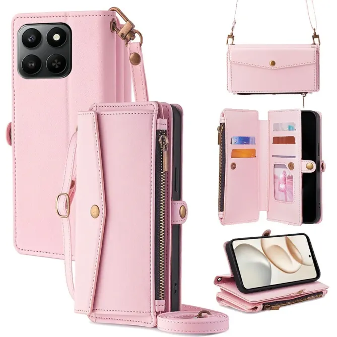 Housse Honor 400 Smart 5G / 4G portefeuille zippé bandoulière | NOMADE