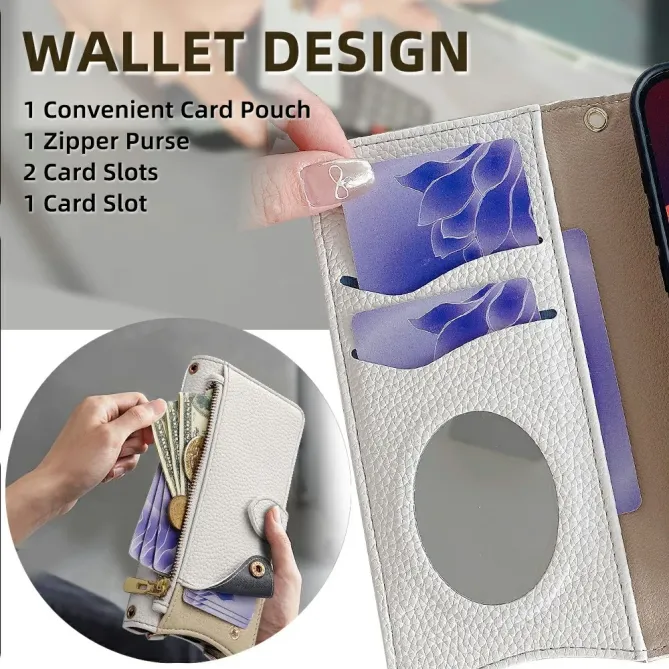 Housse Honor 400 Smart 5G / 4G avec Miroir et Bandoulière Chaîne Zippé