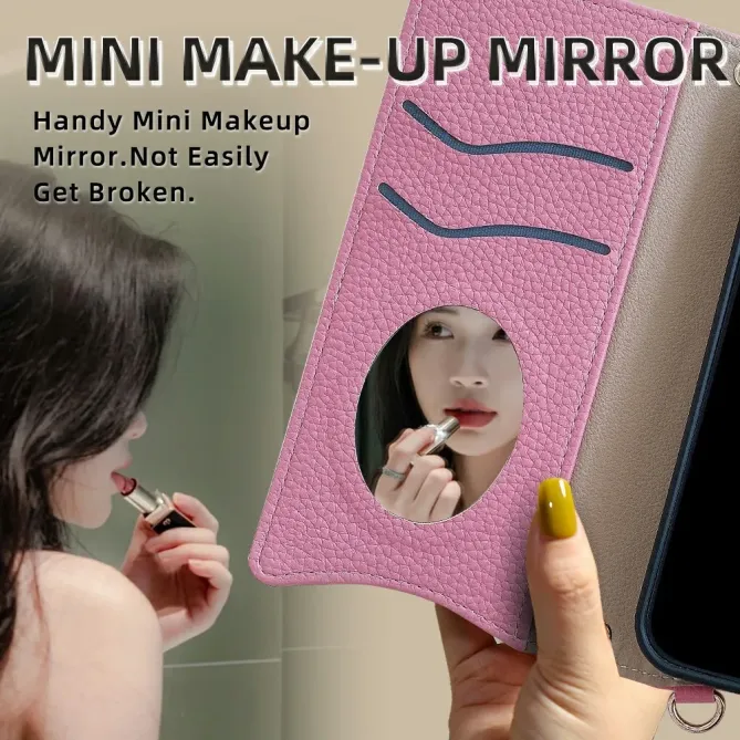 Housse Honor 400 Smart 5G / 4G avec Miroir et Bandoulière Chaîne Zippé